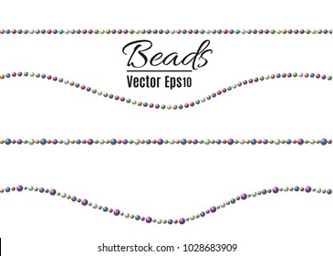 A beautiful chain of Golden color.String beads are realistic insulated. Decorative element of gold bead design.vector illustration.