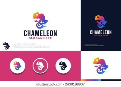 beautiful chameleon , cute cartoon symbol,logo design template.