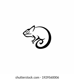 Beautiful Chameleon Logo Vector Design In Outline Style