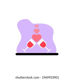 Beautiful Champagne Cheers Icon Vector Illustration Design Concept eps10
