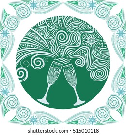 Beautiful champagne glasses. Vector illustration.