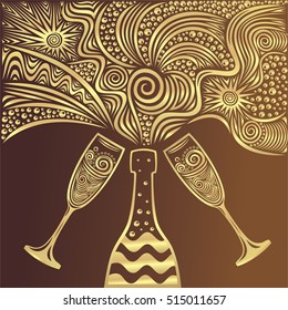 Beautiful champagne. Vector illustration.
