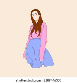 Beautiful Character Pose in Fashion Model Illustration