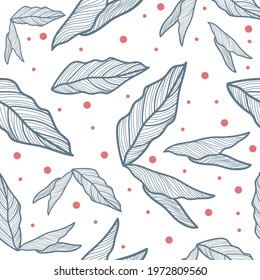 Beautiful characteristic foliage pattern isolated on white background, Modern stylish abstract texture, Vector EPS 10