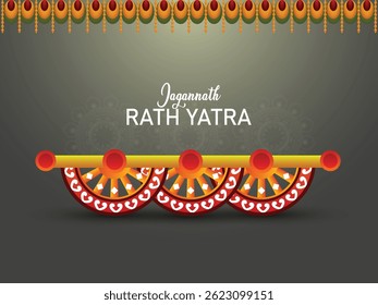 Bonita carruagem para yatra feliz rath com lorde jagannath balabhadra e ilustração vetor subhadra 