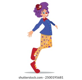 beautiful and charismatic clown, vector illustration with white background.