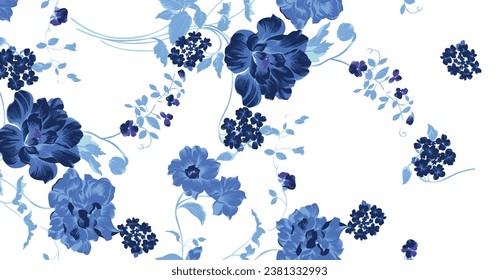 Beautiful and charming abstract allover floral design for textile factory. Vector Illustration