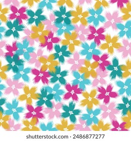 Beautiful and charming abstract allover floral design for textile factory Fucsia color background dominant.