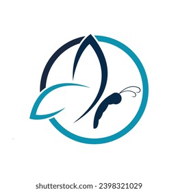 beautiful and charming butterfly logo and symbol with circle and on white background