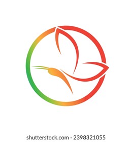 beautiful and charming butterfly logo and symbol with circle and on white background