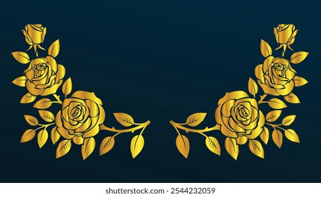 Beautiful and charming flower vector image with dark gold and light gold color variants