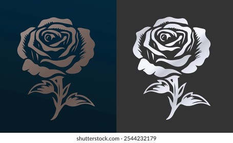 Schönes und charmantes Blumenvektorbild mit dunklem Gold und hellgoldenen Farbvarianten