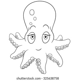 beautiful charming octopus is swimming and smiling