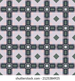 Beautiful checkered seamless pattern.  Stripes, figures, segments are arranged in a certain order. Template for your projects. Vector.