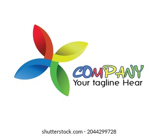 bonito y alegre logo. donde el molino de viento rota continua y continuamente. como un esfuerzo interminable.