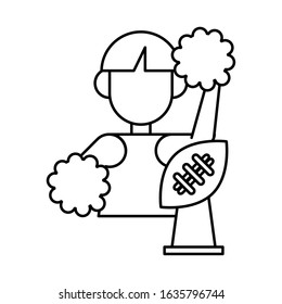 beautiful cheerleader with american football trophy vector illustration design