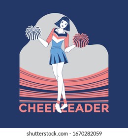 Beautiful cheerleaders in action vector illustration	