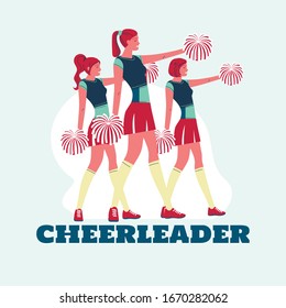 Beautiful cheerleaders in action vector illustration	