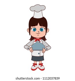 Beautiful chef girl cartoon