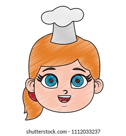 Beautiful chef girl cartoon scribble