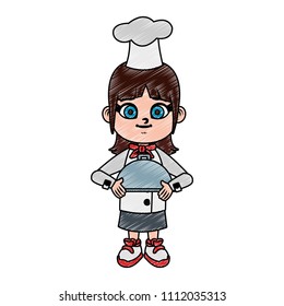 Beautiful chef girl cartoon scribble