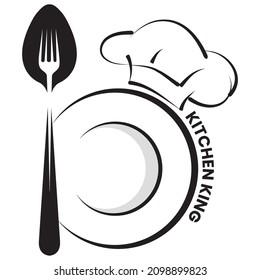 Beautiful chef icon for a restaurant, Fork, plat and spoon vector illustrations, Elements for logo formation