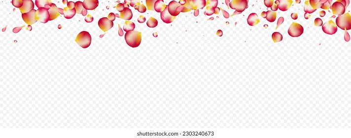 Hermoso Vector De Belleza De Cerezo Panorámica Fondo Transparente. Cartel Floral borrosa. Plantilla De Verano De Peach Rosa. Cubierta de caída de Petal rojo.