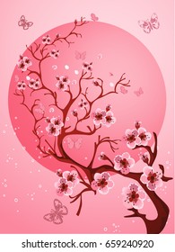 Beautiful Cherry blossom background. Spring nature scene