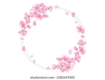 Beautiful cherry blossom circular frame