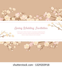 Beautiful Cherry Blossom Design for Wedding Decoration, Invitation, Celebration Background, Ornament, etc