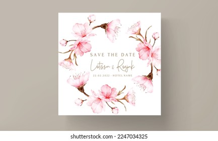beautiful cherry blossom flower invitation card template