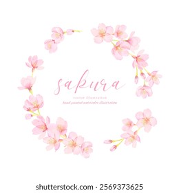 Beautiful cherry blossom flower vector illustration frame material