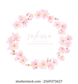 Beautiful cherry blossom flower vector illustration frame material