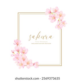 Beautiful cherry blossom flower vector illustration frame material