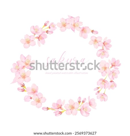 Beautiful cherry blossom flower vector illustration frame material