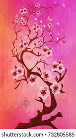 Beautiful Cherry blossom on triangle background
