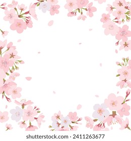 Beautiful cherry blossom pattern frame. vector illustration.