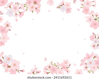 Beautiful cherry blossom pattern frame. vector illustration.