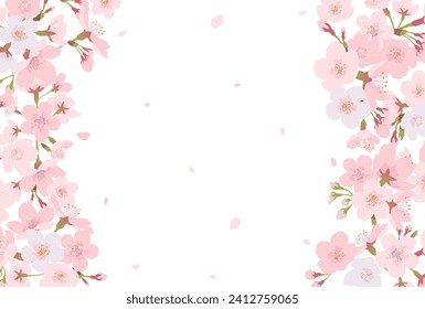 Beautiful cherry blossom pattern frame. vector illustration.