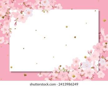 Beautiful cherry blossom pattern frame. vector illustration.