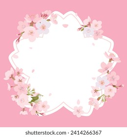 Beautiful cherry blossom pattern frame. vector illustration.