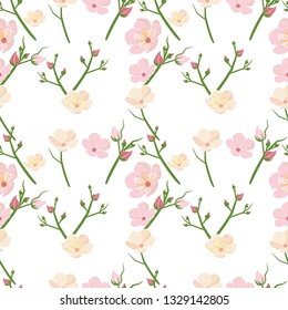 Beautiful Cherry Blossom Seamless Pattern for Gift Wrapping, Fabric Pattern, Scrapbooking, Art and Craft, etc