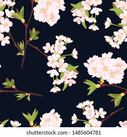 Beautiful cherry blossom seamless pattern