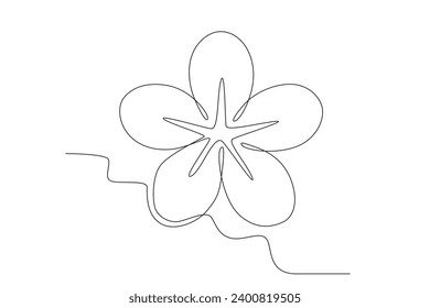 A beautiful cherry blossom in spring. Cherry blossom one-line drawing