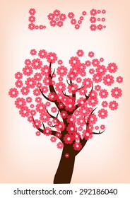 beautiful cherry blossom tree, illustration vector