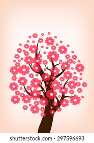 beautiful cherry blossom tree,illustration vector