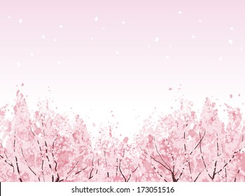 Beautiful Cherry blossom trees in bloom. File contains Clipping mask, Gradients.