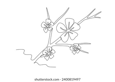 Beautiful cherry blossoms. Cherry blossom one-line drawing