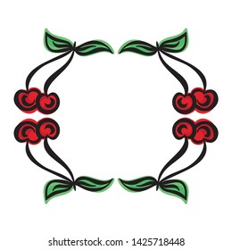 Beautiful cherry frame. Vector illustration