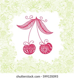 Beautiful cherry. Vector illustration.